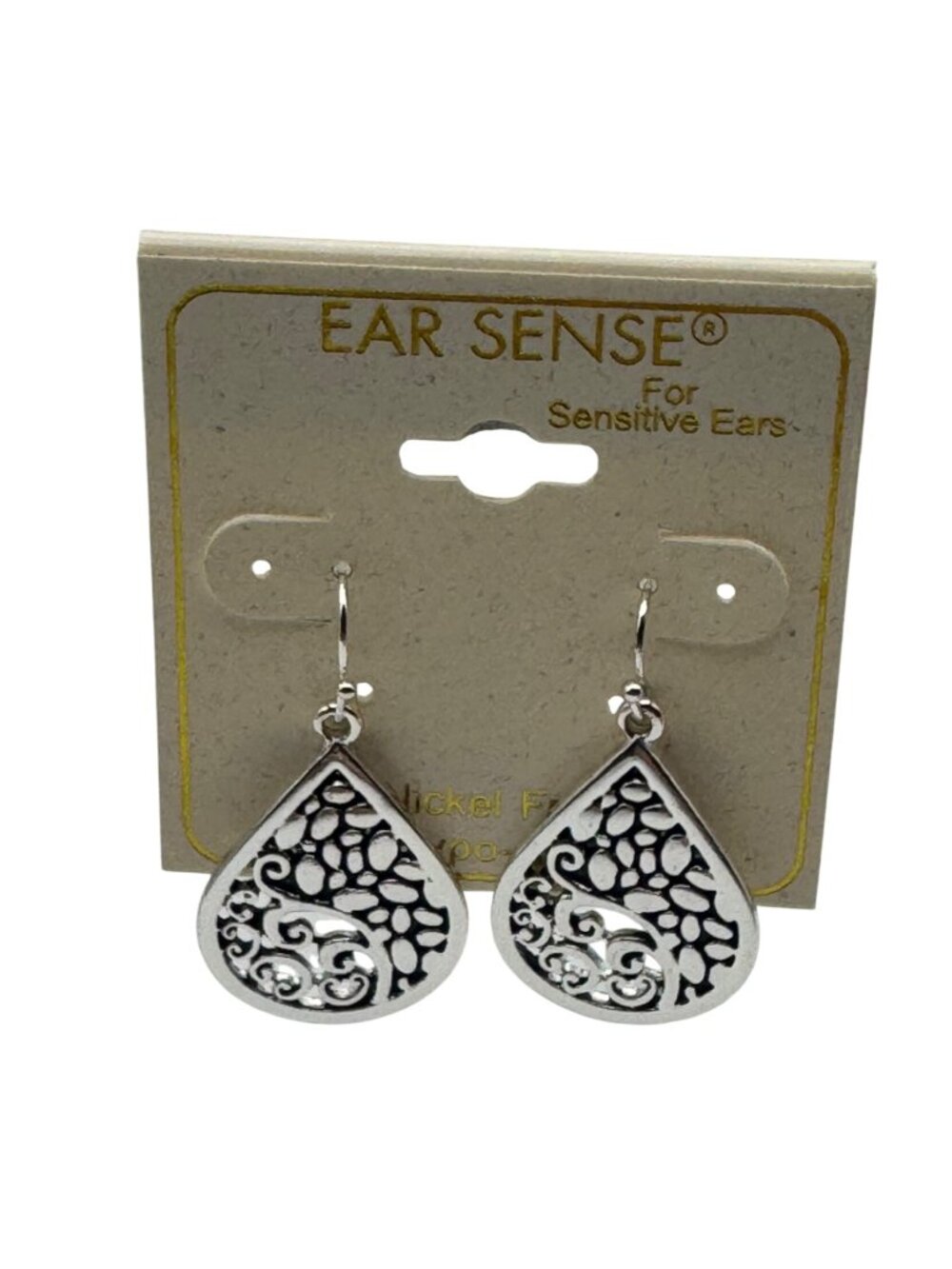 Ear Sense Silvertone Teardrop Earrings Nickel-Free Hypoallergenic For Sensitive